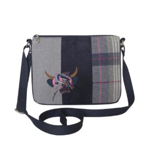 Earth Squared Tweed Applique Highland Cow Messenger Bag