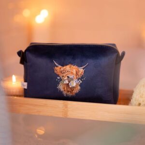 'Daisy Coo' Highland Cow Embroidered Make Up Bag