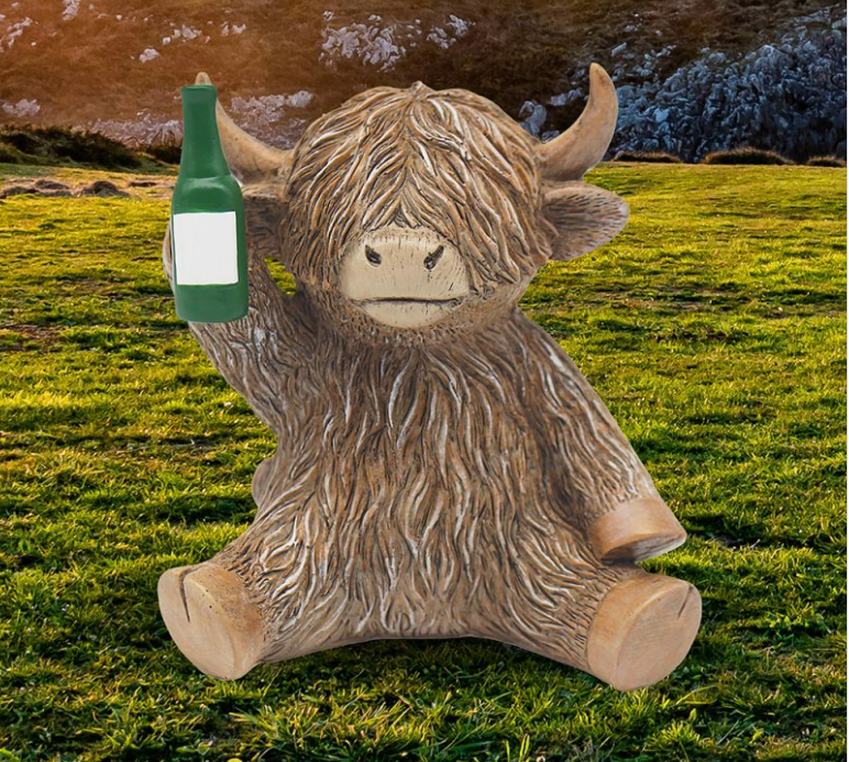 Lesser & Pavey Highland cow beer cheers