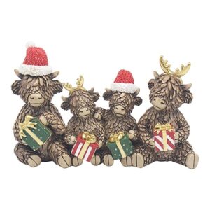 Hughie Xmas Highland Cow Family