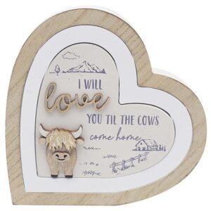 Lesser and Pavey Highland cow Heart plaque Love