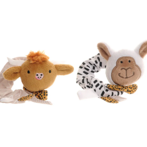 Plush Highland Cow and Sheep Wrist Rattles