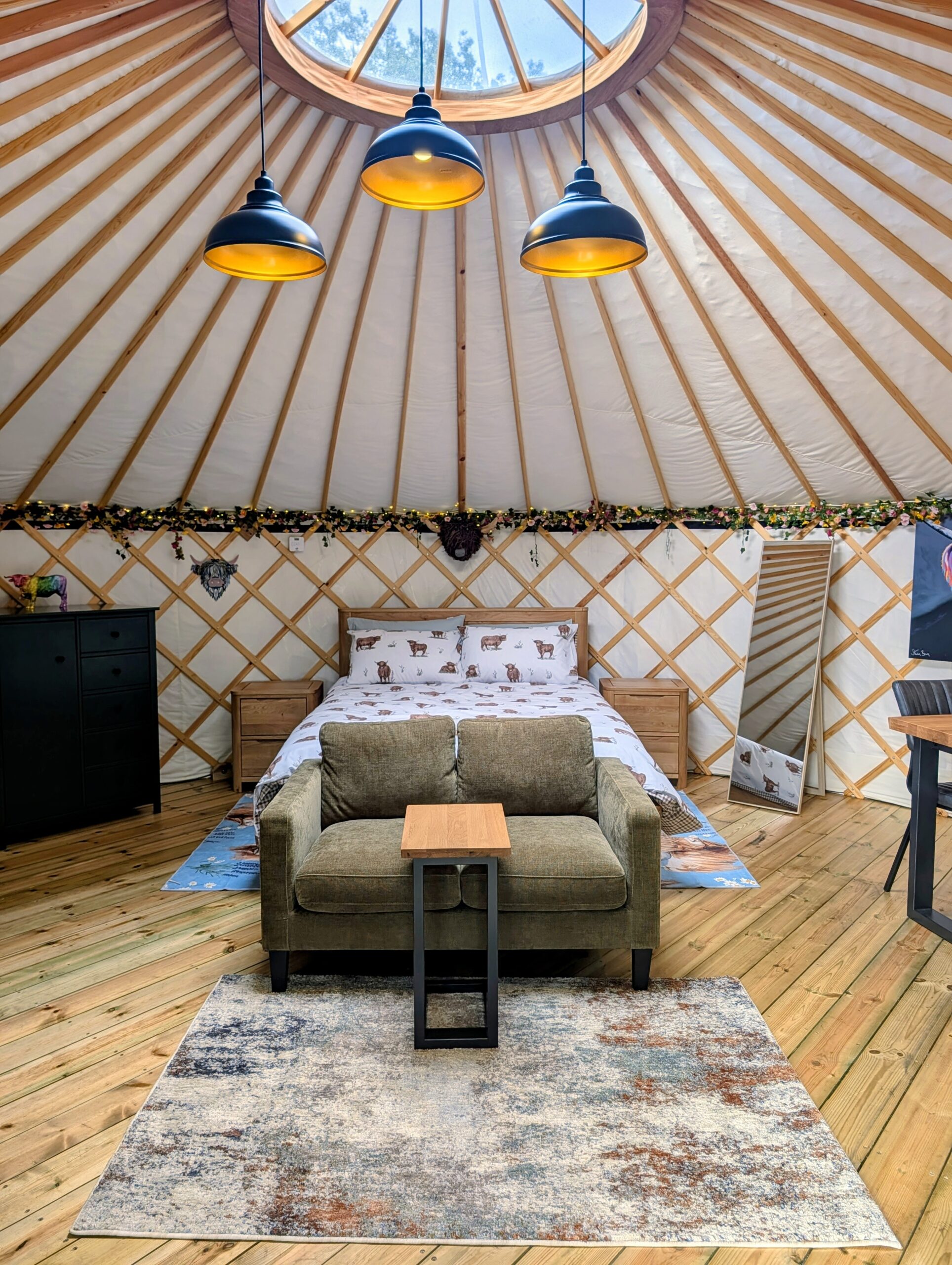Our XL yurts have king-sized beds and comfy 2 seat sofas.