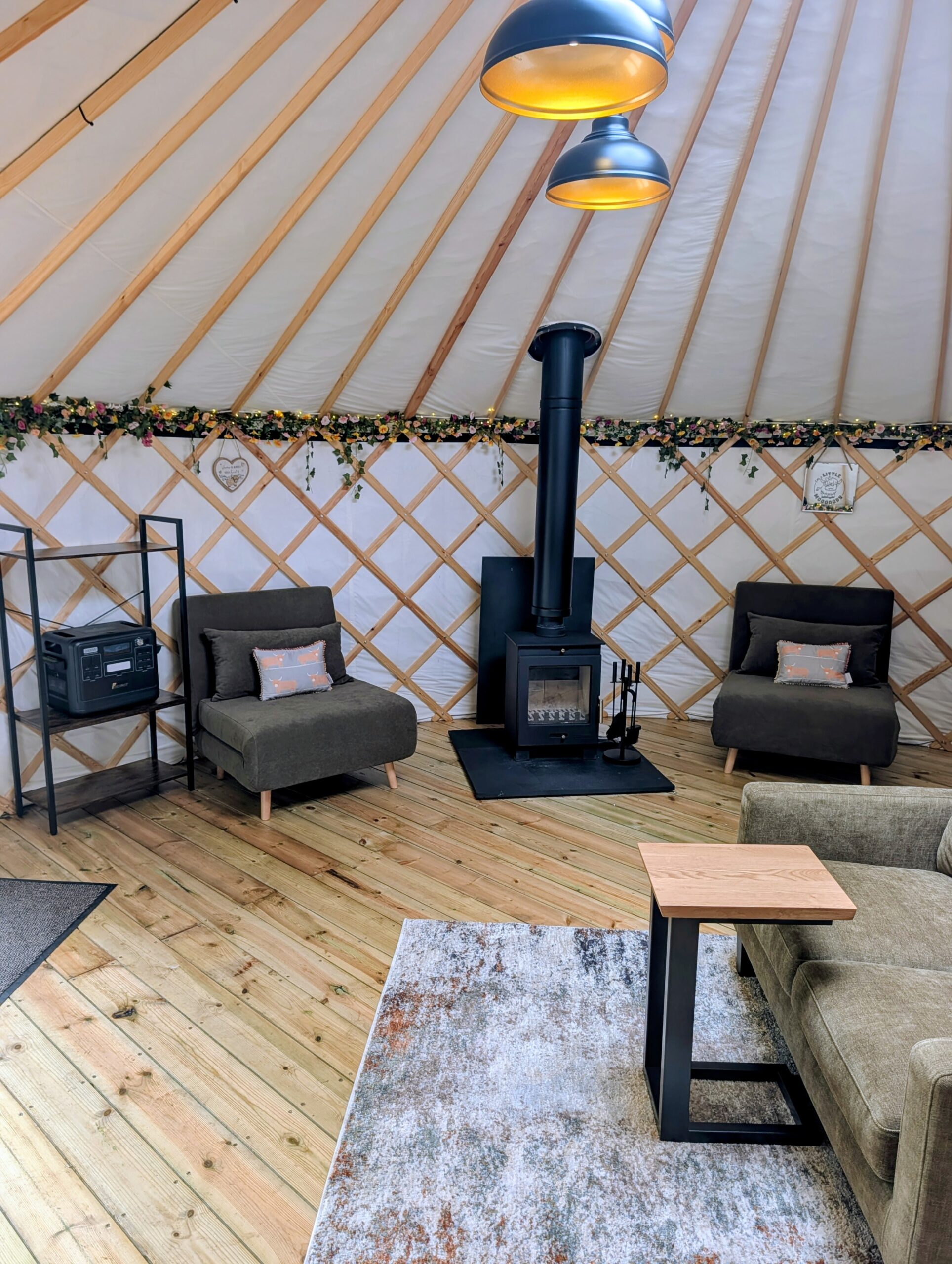 XL yurts come with two chair beds to provide additional sleeping areas