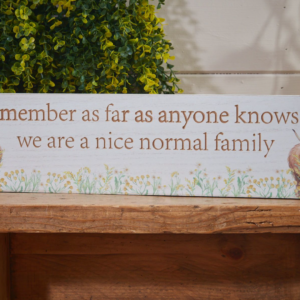 HIGHLAND COW FLORAL NORMAL FAMILY LONG PLAQUE ENGRAVED WOOD