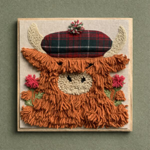 Torquil Cow Hand Embroidered Wall Art